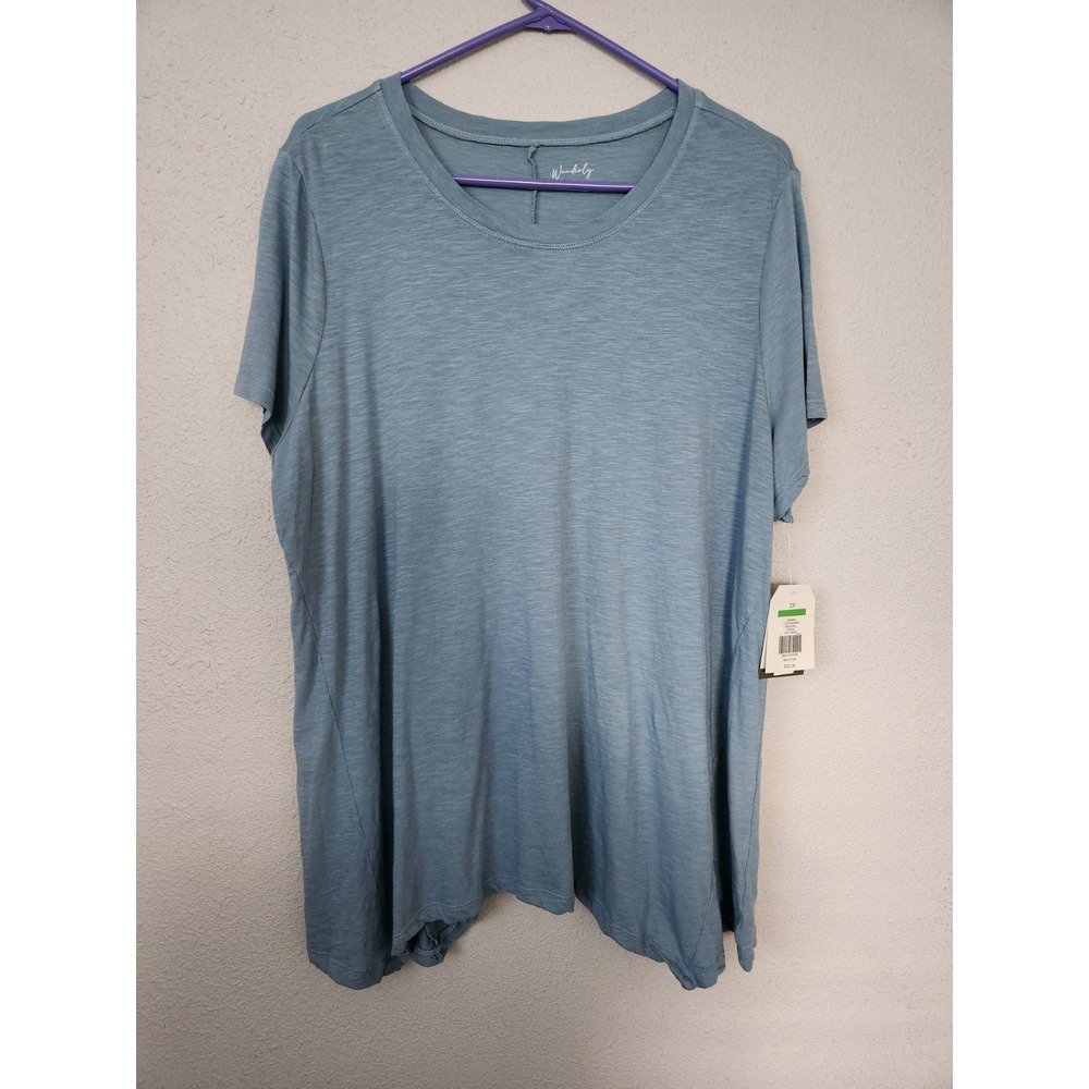 Wonderfly Short Sleeve T Shirt Blue Gale Womens Plus 2X NWT $32